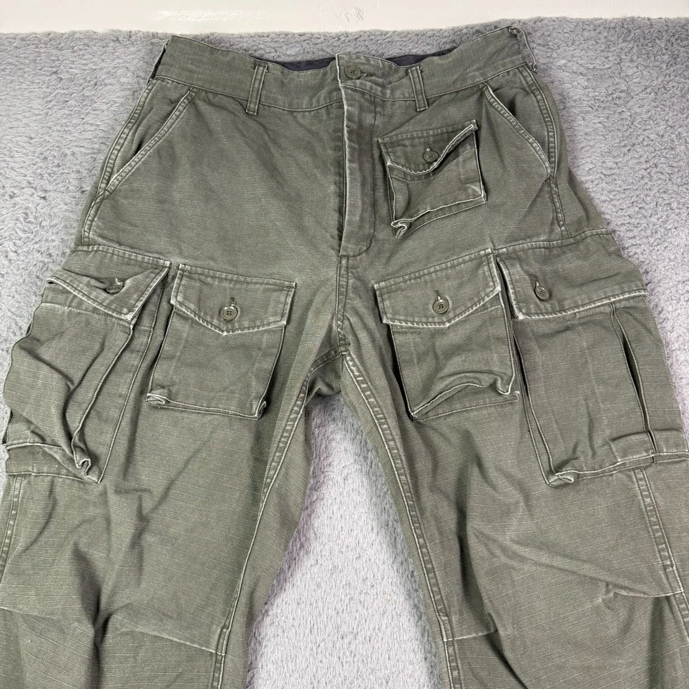 Engineered Garments FA Cargo Pants Mens S Green Ripstop Cotton Military USA Made